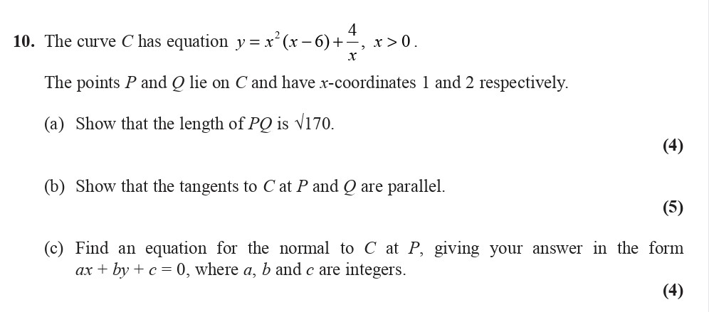 The-curve-C-has-equation-$y-=-\frac{x^{3}(x---6)-+-4}{x},-\quad-x->-0$-Edexcel-A-Level Maths Pure-Question 2-2007-Paper 1.png